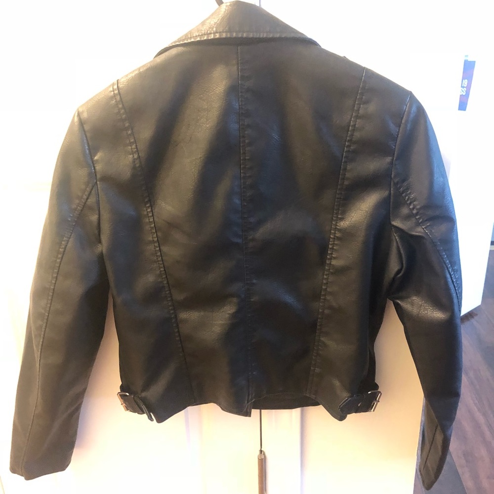 Faux Leather Asymmetrical Jacket